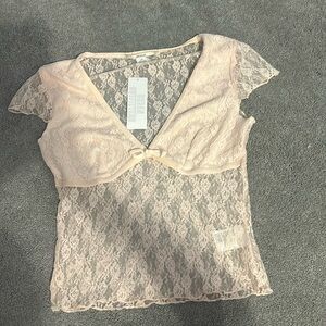 pink urban outfitters see through top
